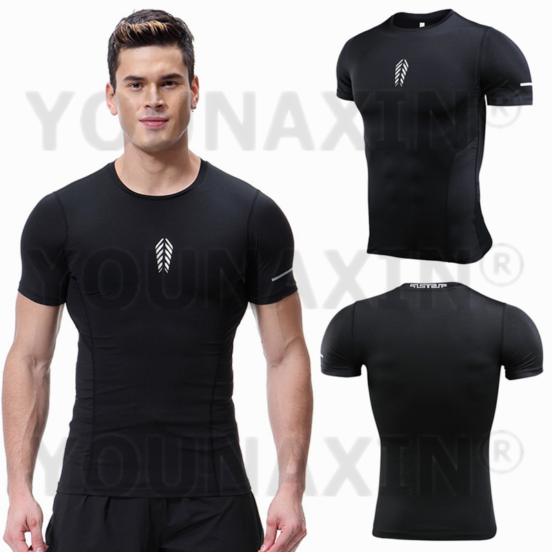 T Shirt Tight Fit - الرجال قصيرة الأكمام تي شيرت رياضة