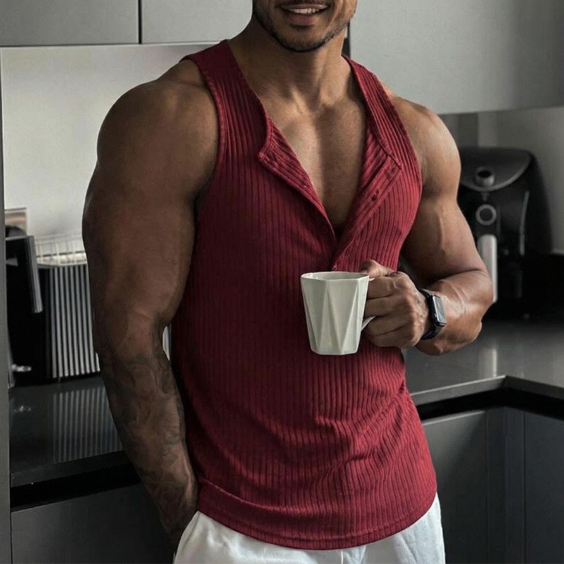 Tank Top Ribbed - توب رياضي بدون أكمام بلون موحد،