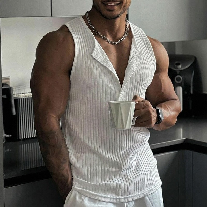 توب رياضي بدون أكمام بلون موحد - مراجعة Tank Top Ribbed وسعره